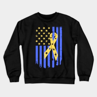 Down Syndrome Flag and Ribbon for Trisomy 21 and Down Syndrome Awareness Crewneck Sweatshirt